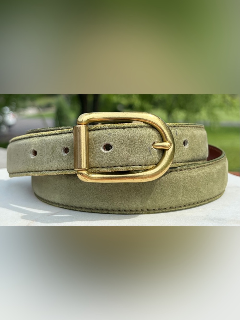 Vintage COACH Suede Leather Brass Belt 8528 EUC